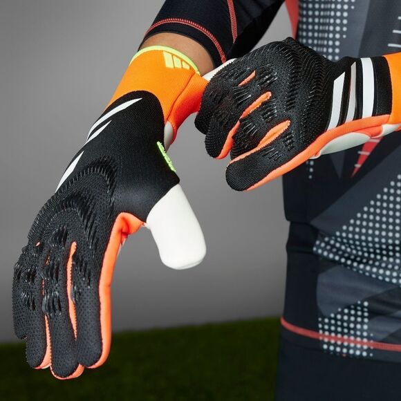 Adidas Predator Goalkeeper Pro Gloves FSP Black Orange White Texturized Size 8.5 - Picture 4 of 16